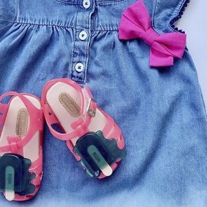 Baby Girls 5 Mini Melissa Aranha Popsicle Shoes in Pink/Dark Green NWT